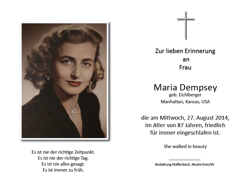 Maria  Dempsey geb. Eichlberger